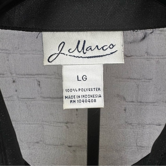 J. Marco Black Sheer Embroidered Flowers Button Down Blouse Size Large - Picture 2 of 6